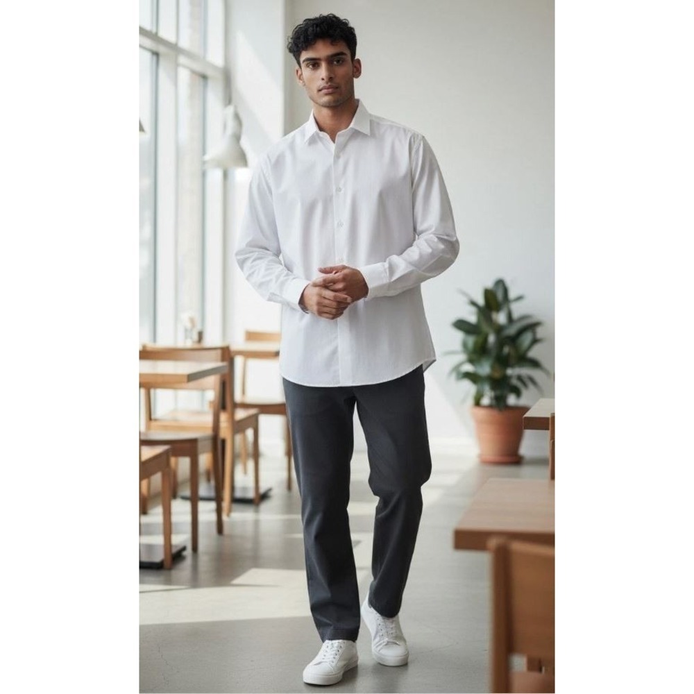 Bergamo New York Men's Slim Fit Non-Iron Travelers Shirt White LG 16-161/2 34/35